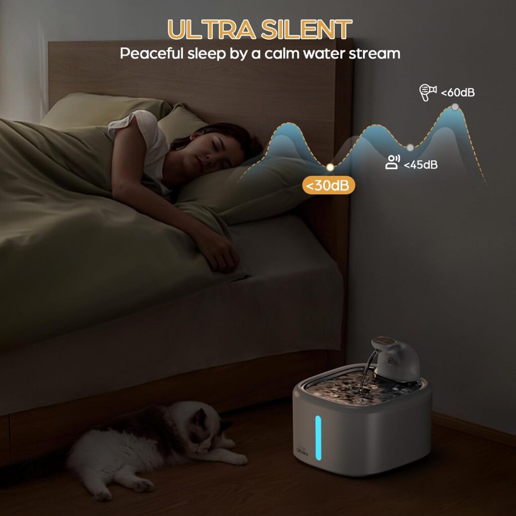 Cordless automatic pet water dispenser for cats and dogs