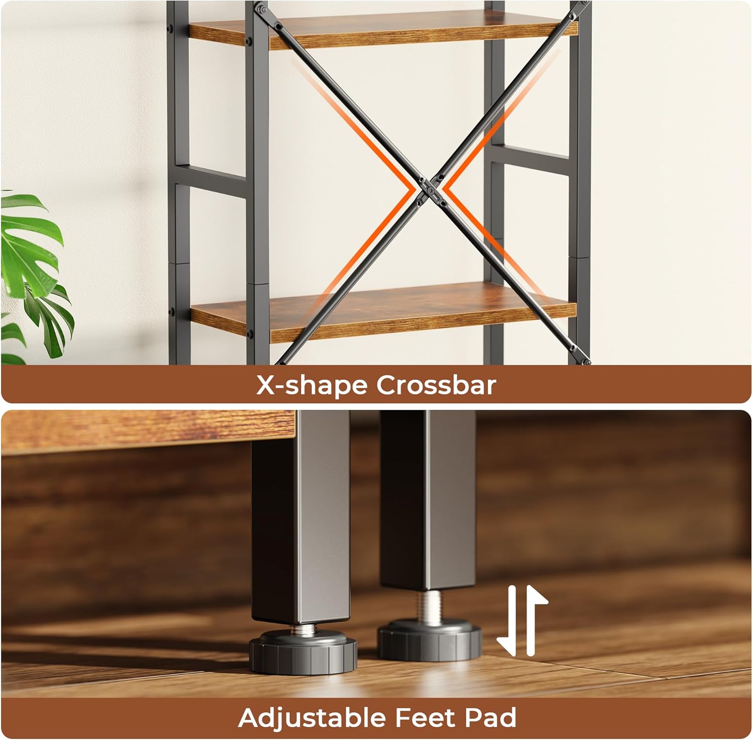 SUPERJARE bookshelf holding books and decor items