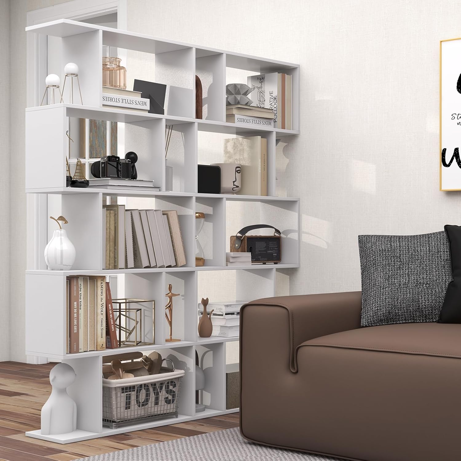 Books and plants displayed on SILKYDRY bookshelf