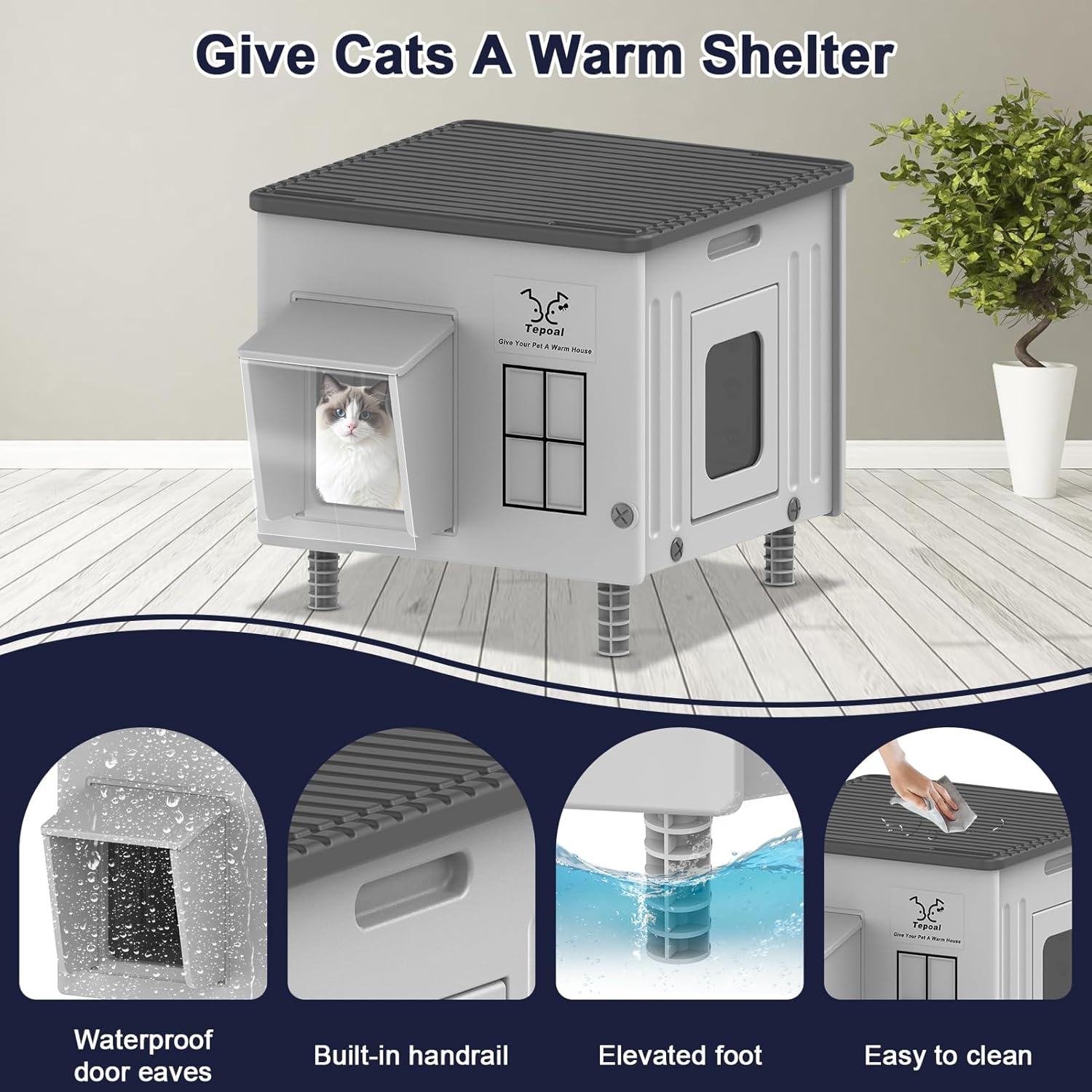 Fully insulated interior of weatherproof cat shelter showing thermal protection and heating pad compatibility