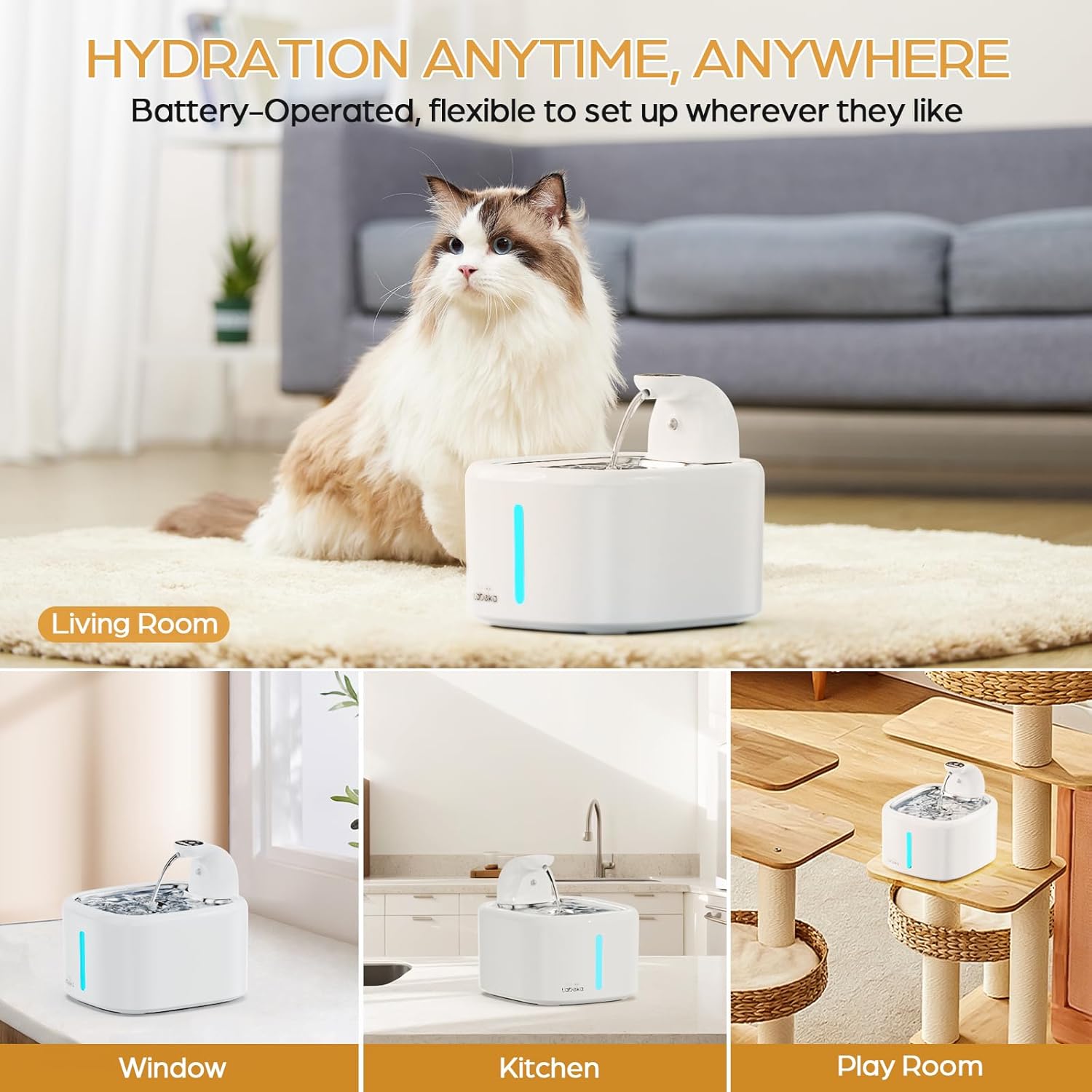 LED indicator and motion sensor on Wireless Cat Fountain