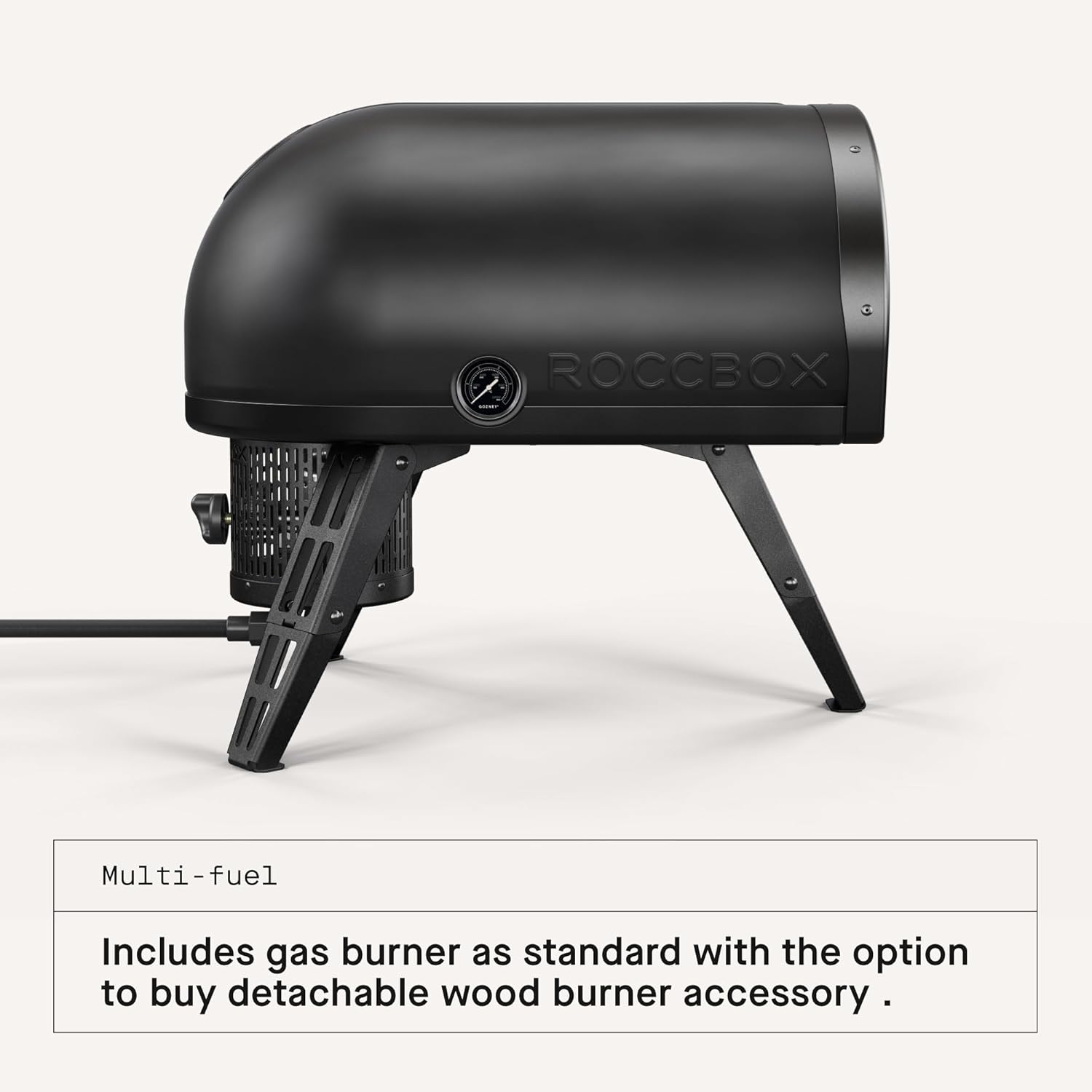 Compact and durable Gozney Roccbox oven outdoors