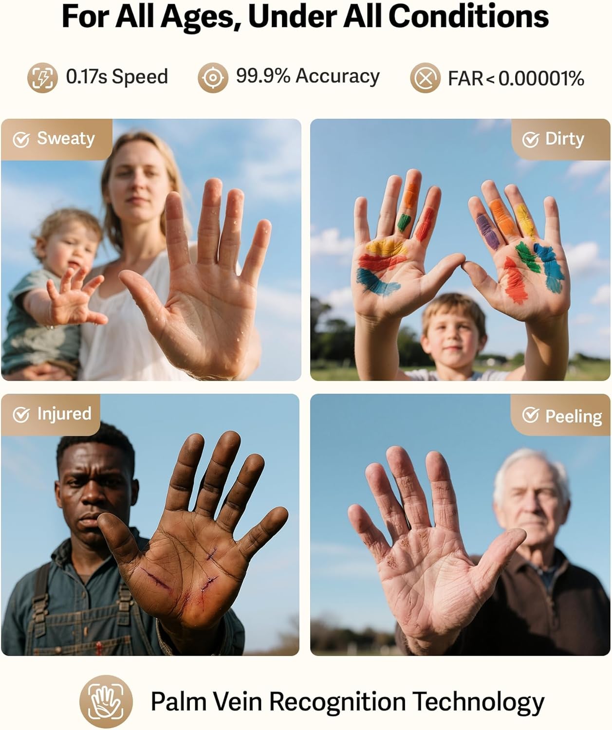 Lockin Veno Plus palm vein smart lock with 2K camera doorbell and touchless biometric recognition