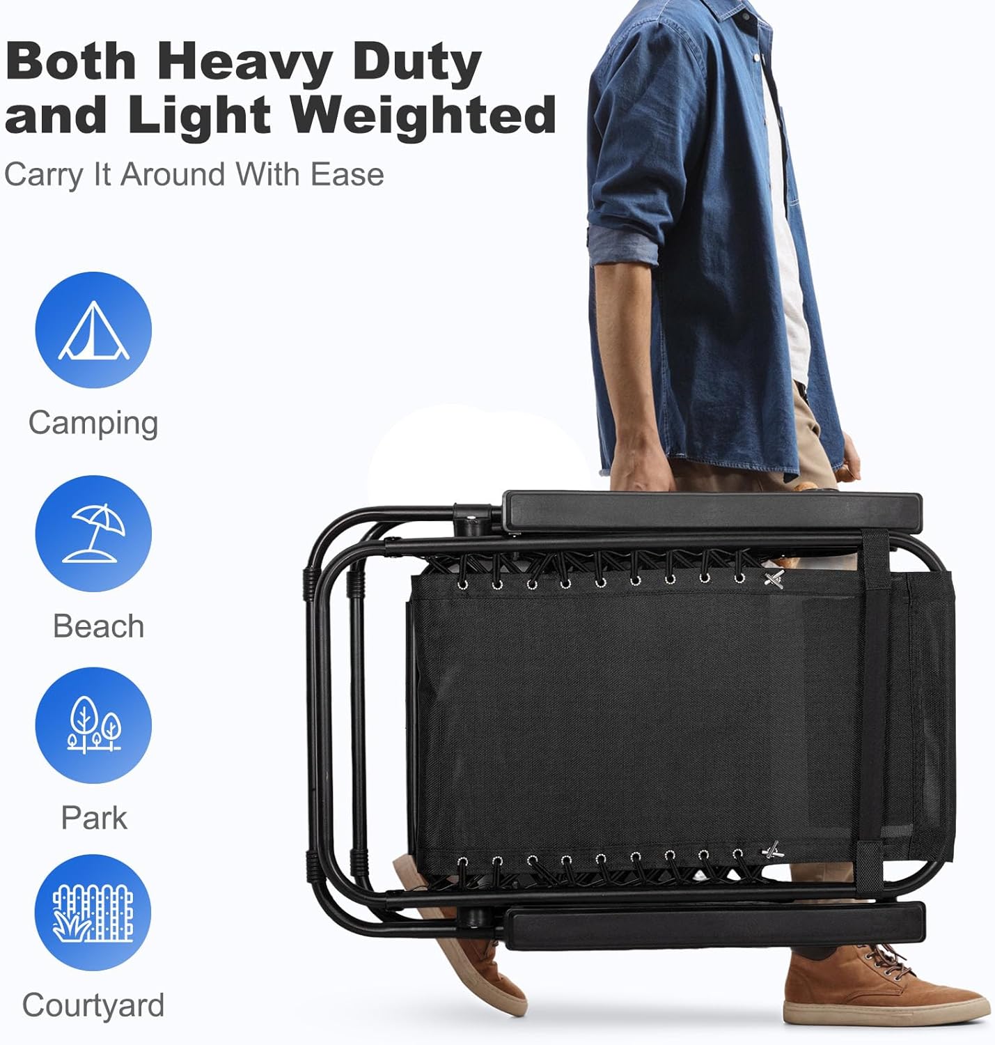 Adjustable outdoor recliners with tray and cup holders