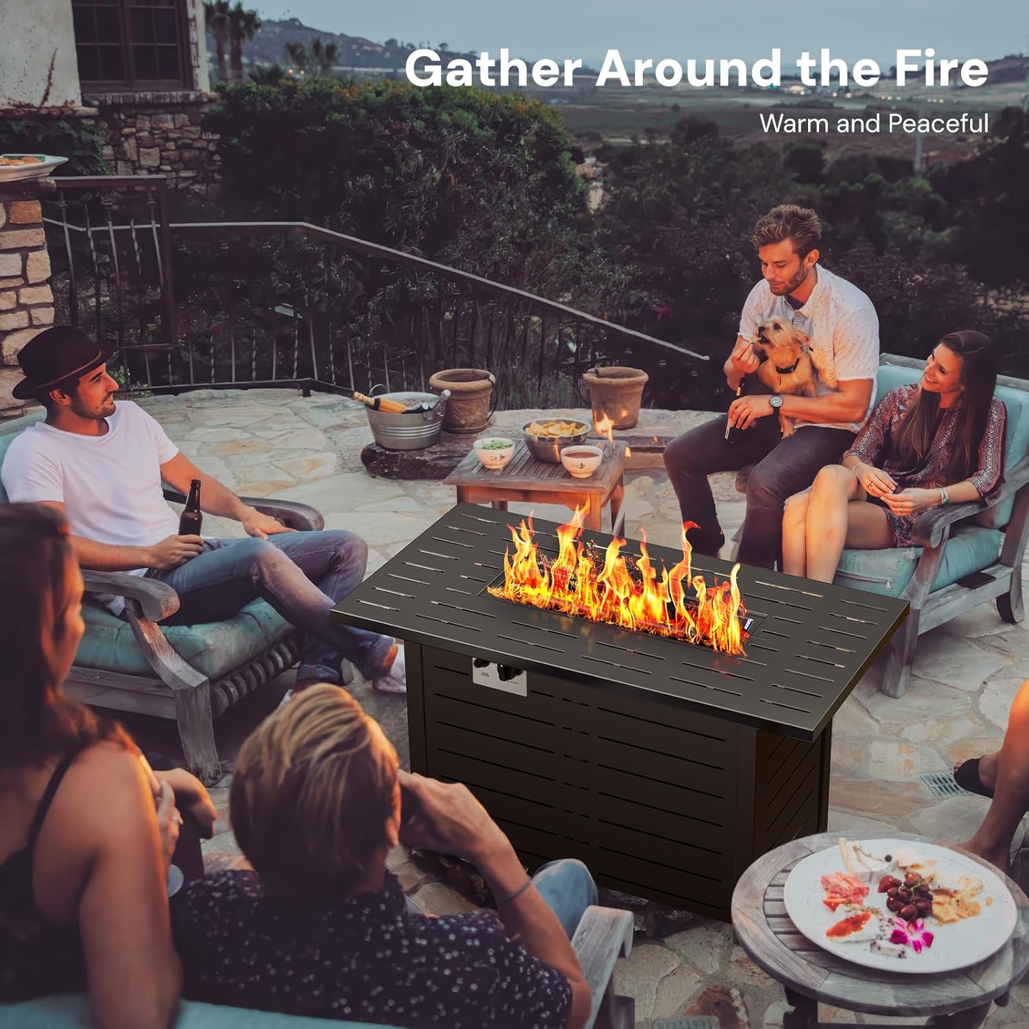 Stylish fire pit table with push-button ignition