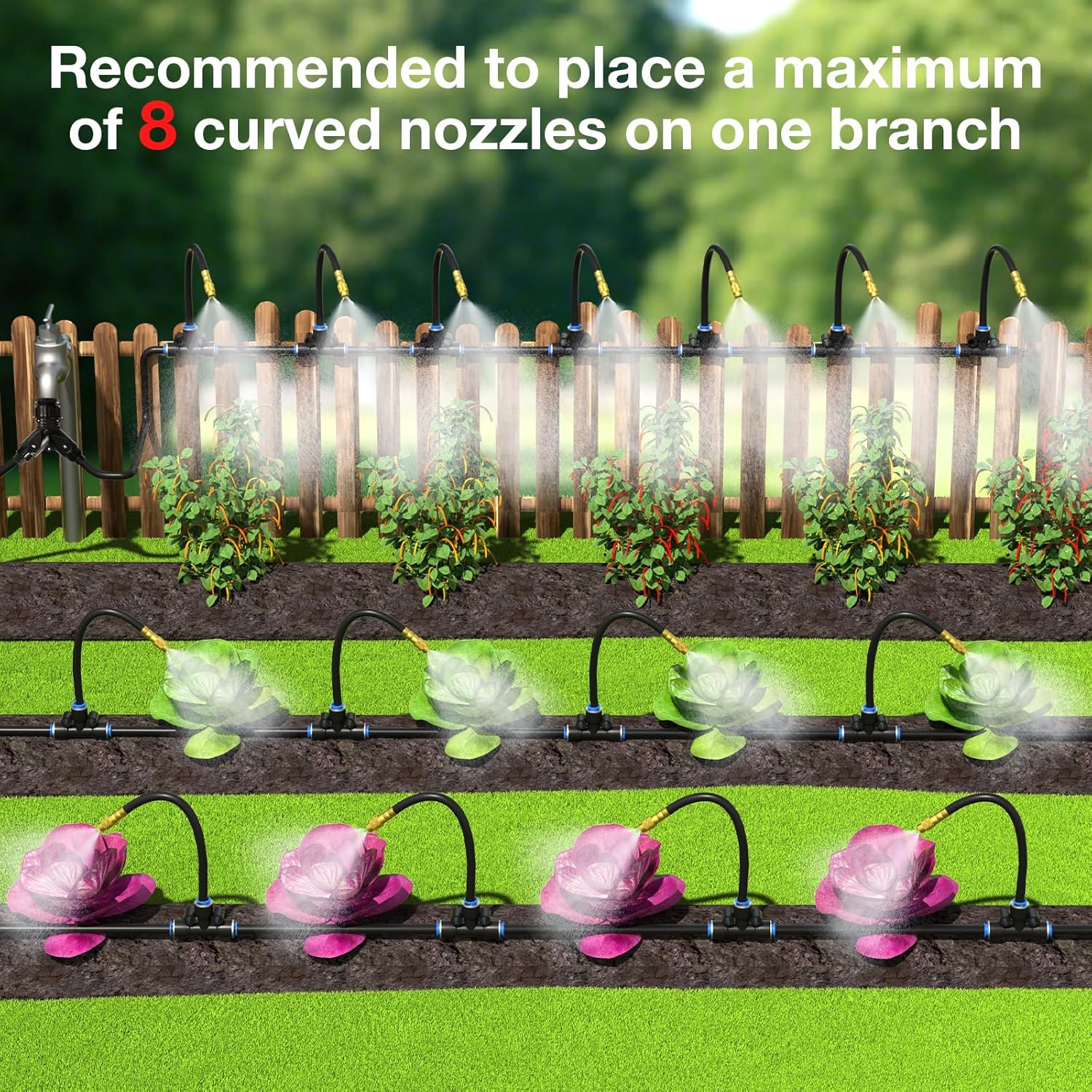 Drip irrigation system automatic watering for greenhouse plants flowers vegetables