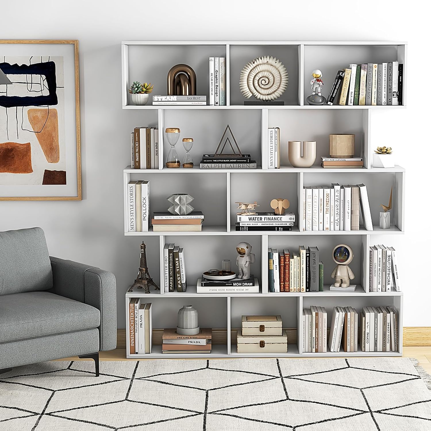 SILKYDRY geometric bookshelf freestanding room divider
