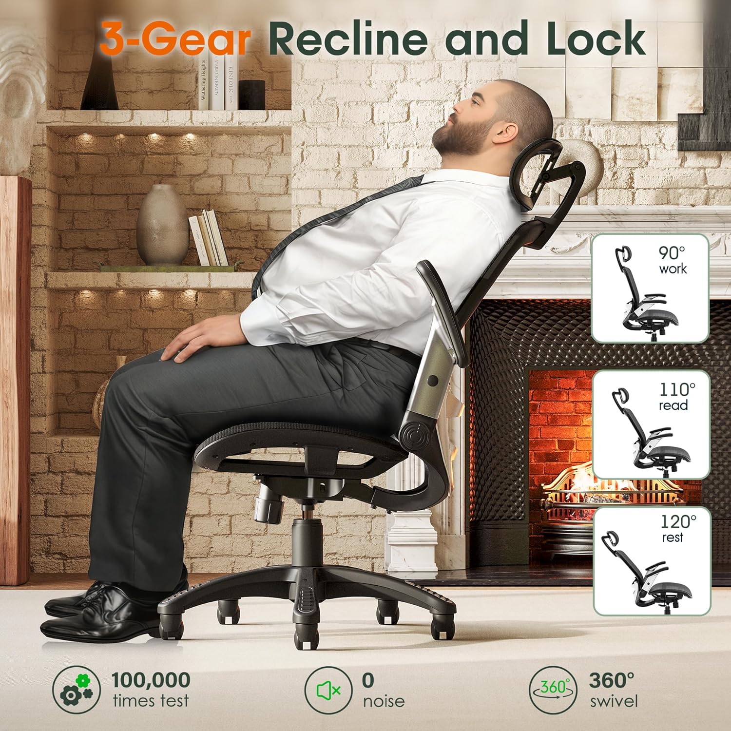 Ergonomic Office Chair Reclining 90 to 120 Degrees